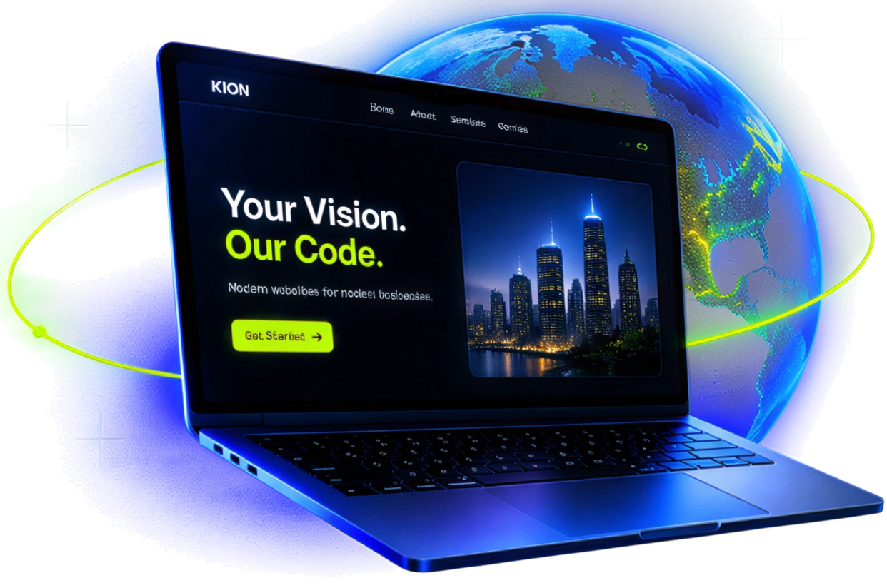 Decorative laptop and blue globe
